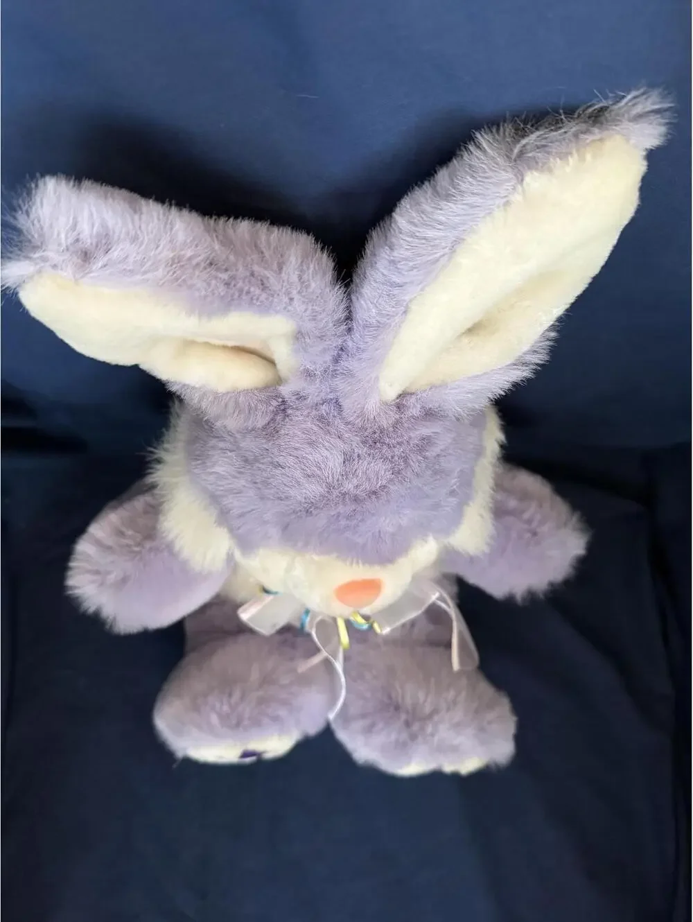 Vintage Funny Kids Purple & White Plush Easter Bunny Toy 13